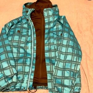 Burton double shell snowboarding jacket size XL.  Removable fleece coat inside.